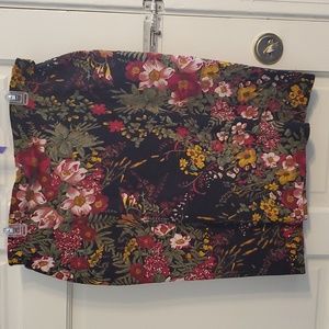 Black Floral Knee Length Skirt